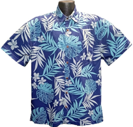Waikiki Days Blue Hawaiian Shirt- Made in USA- 100% Cotton